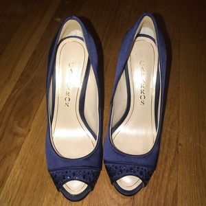 Blue Satin Heels